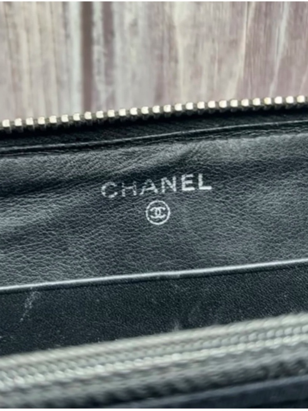 CHANEL Patent Quilted Zip Wallet Black Silver CC Hardware w/ Box EUC - Picture 12 of 13